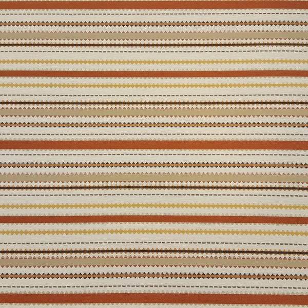 Discount Fabric JACQUARD Beige, Gold, Burnt Orange, Taupe, Dark Brown & Tan Stripe Drapery