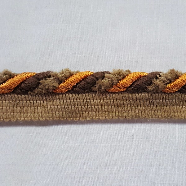 1/2" Brown, Light Orange & Tan Decorative Cord With Lip