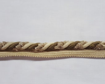 1/2" Taupe & Oatmeal Decorative Cord With Lip