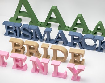 22 Colors | 5 Sizes | Free Standing Letters for Wedding, Nursery, Baby, Kids Room, Shelf Decor, 3D Block Alphabet