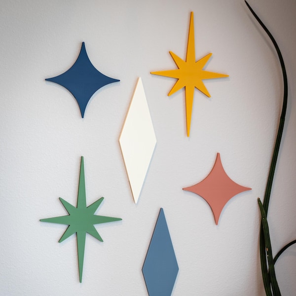 Mid Century Starbursts Wall Decor | Atomic Age Wall Art | Retro Modern Design