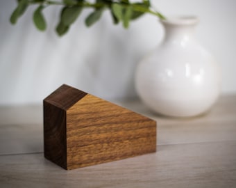 Solid Walnut Modern Wooden Houses | Walnut Village | Mini Wood House Set