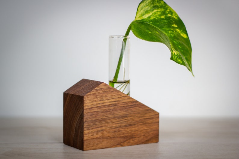 Solid Walnut Propagation Station Houses Wooden Plant Decor Plant Lover Gift Indoor Plants Tube Vase Plant Holder Hip House