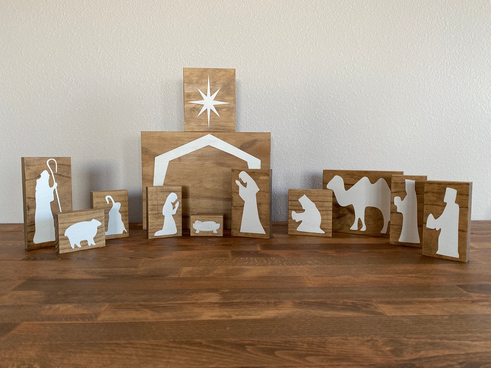 Modern Wood Block Nativity Set Nativity Set Wood Nativity Etsy