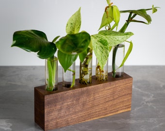 Solid Walnut Plant Propagation Station | Wooden Planter | Wedding Center Piece | Plant Lover Gift | Indoor Plant Stand