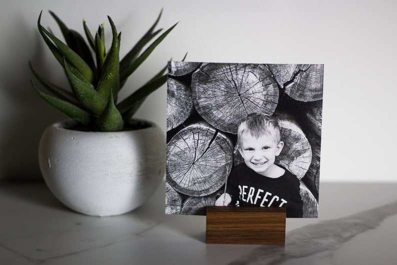 Wood Photo Holder Set of 5 Walnut Cubes, Walnut Stands, Place Card Stand, Portrait Stand, Wedding Place Card Stand, Table Number Stand image 10