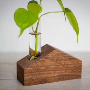 Solid Walnut Propagation Station Houses Wooden Plant Decor Plant Lover Gift Indoor Plants Tube Vase Plant Holder Ranch House