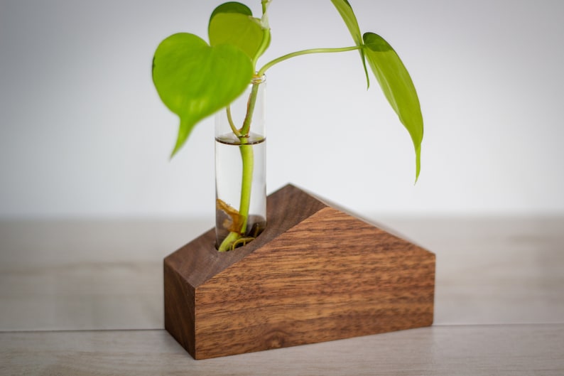 Solid Walnut Propagation Station Houses Wooden Plant Decor Plant Lover Gift Indoor Plants Tube Vase Plant Holder Ranch House