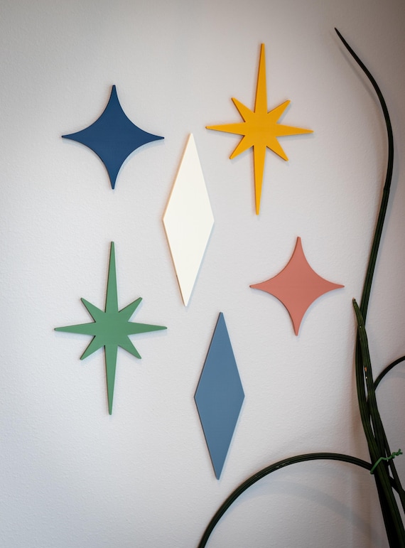 Mid Century Starbursts Wall Decor | Atomic Age Wall Art | Retro Modern Design