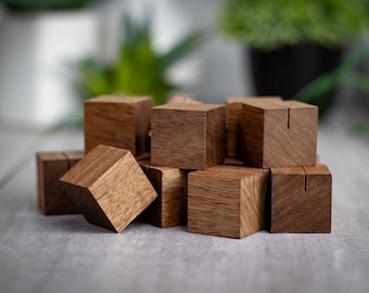 Wood Photo Holder Set of 5 Walnut Cubes, Walnut Stands, Place Card Stand, Portrait Stand, Wedding Place Card Stand, Table Number Stand