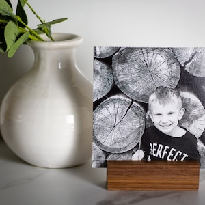Wood Photo Holder Set of 5 Walnut Cubes, Walnut Stands, Place Card Stand, Portrait Stand, Wedding Place Card Stand, Table Number Stand image 8