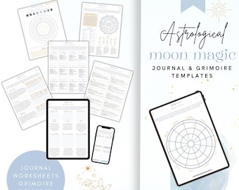 Astrology Moon Journal Canva Template: Celestial Stickers, PLR (Digital Download)