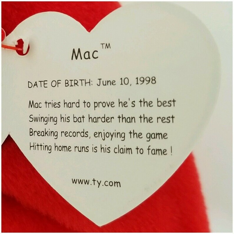 TY Beanie Baby \u201cMac\u201d The Cardinal \u2013 Rare with 4 Errors
