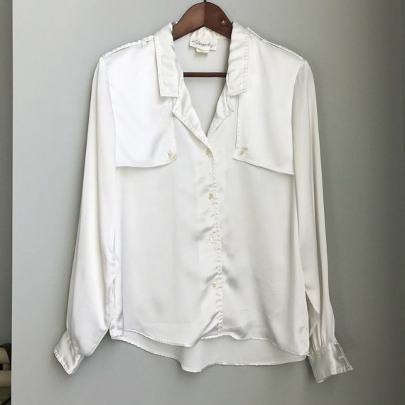 Vintage white satiny blouse - image 1