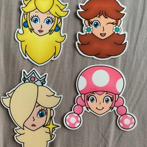 Pegatinas de videojuegos súper populares Princesa Peach, Princesa Daisy, Princesa Rosalina y Toadette