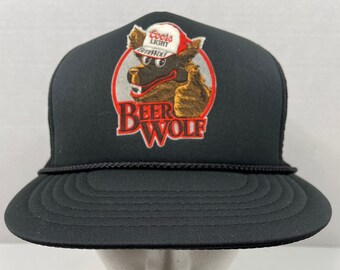Coors Light Beer Wolf Black Trucker 