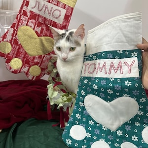 Set of Cat & Dog Stockings for Christmas, Dog Paw Stocking, Custom Pet Name Stocking, Christmas Gift for Dogs, Personalized pet stockings