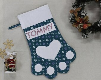 Set of Cat & Dog Stockings for Christmas, Dog Paw Stocking, Custom Pet Name Stocking, Christmas Gift for Dogs, Personalized pet stockings