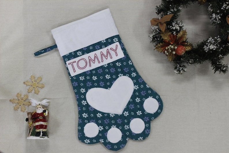 Set of Cat & Dog Stockings for Christmas, Dog Paw Stocking, Custom Pet Name Stocking, Christmas Gift for Dogs, Personalized pet stockings image 1
