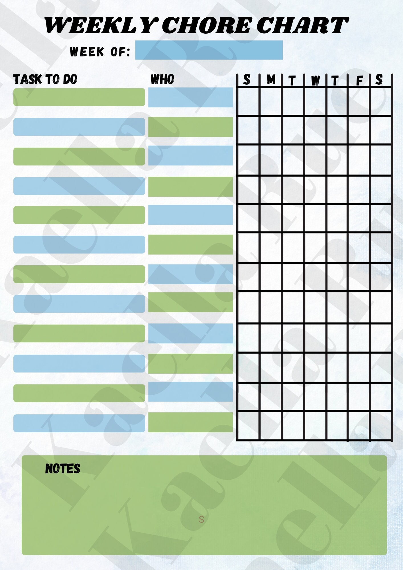 Weekly Chore Checklist.pdf Weekly Chore Chart Checklist PDF Downloadable Color and Black and White ...