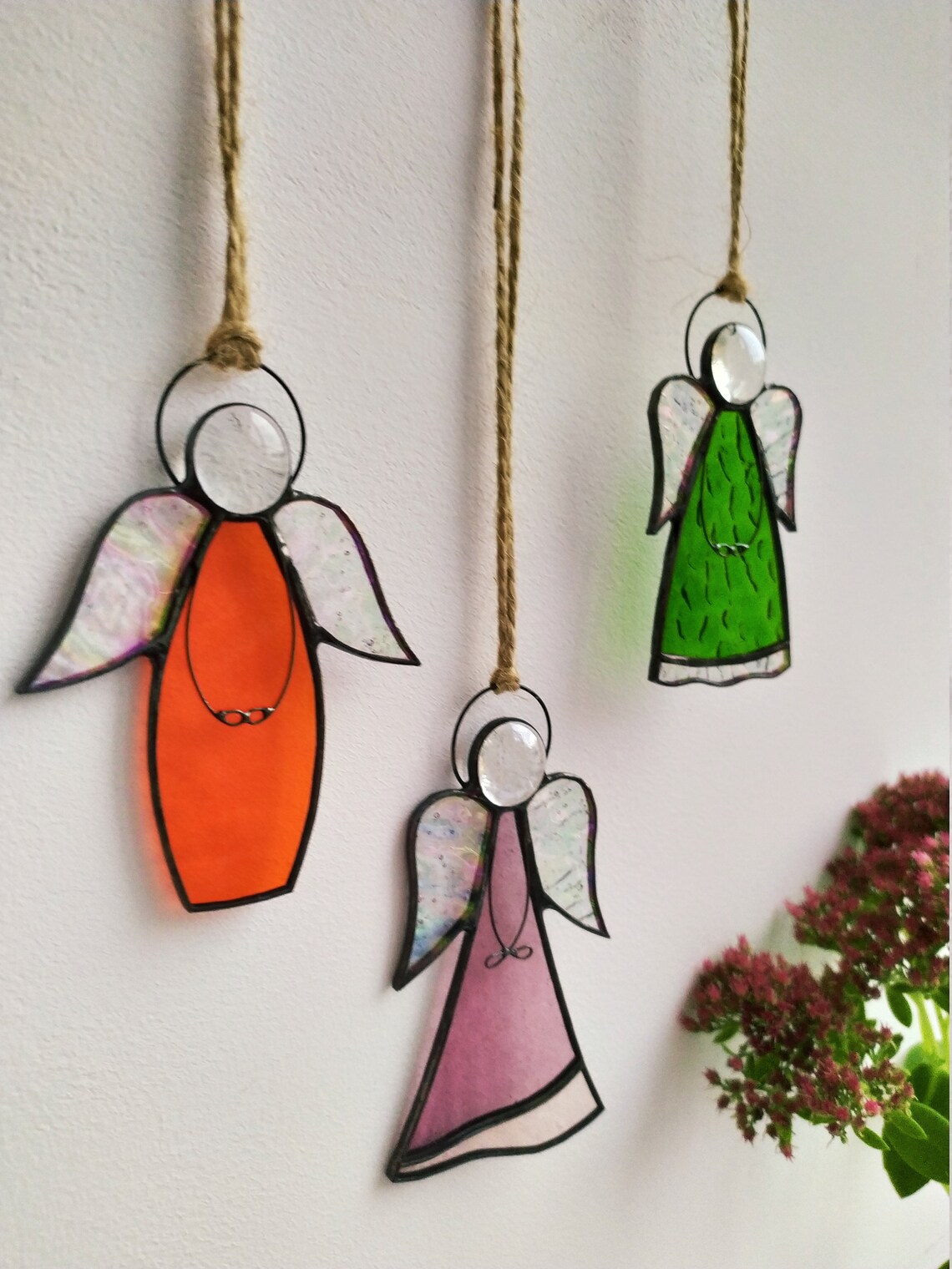 Christmas Gift Box Stained Glass Angels Xmas Ornament Home Etsy