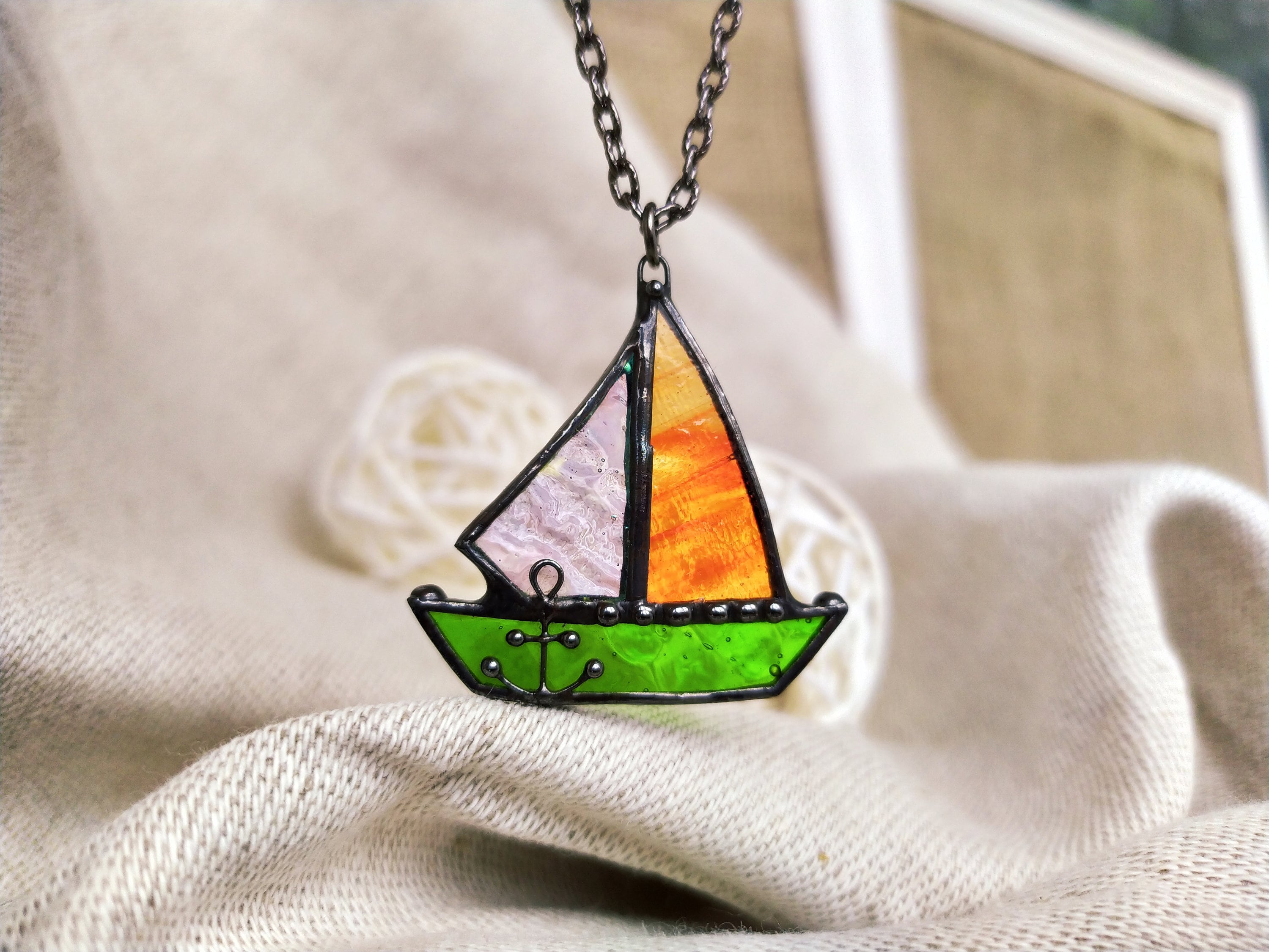 Stained glass necklace best sale pendant