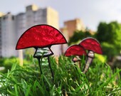 Stained glass mushroom Fly agaric mushroom home decor,Fairy mushroom Garden stake,Pot decor Mom gift Window glass decor,Suncatcher for plant