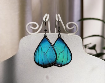 Real butterfly Morpho earrings Christmas earrings, Wings Morpho dangle earrings, Stained glass earrings, Original jewelry gift