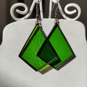 Stained glass green earrings Sun catcher earrings, Statement earrings, Bright soldered jewelry Birthday gift, Boho earrings Christmas gift image 8