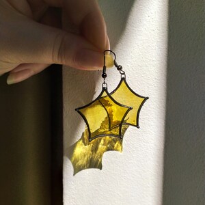 Star stained glass earrings, Statement earrings Celestial jewelry, Сhristmas present Soldered art jewelry, Sun catcher earrings Star jewelry