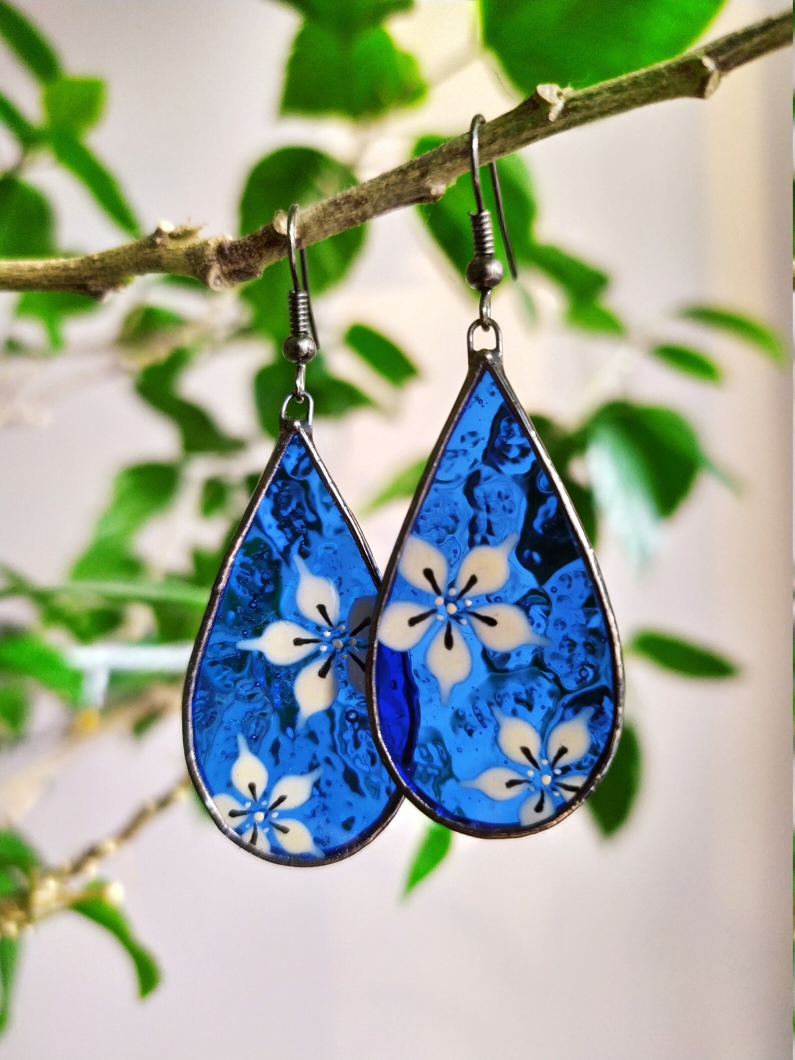 Stained Glass Earrings Hand Painted Earrings Modern Jewelry Etsy