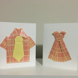 Biglietti per mamma e papà - Biglietto per vestito per mamma, biglietto per camicia e cravatta per papà, biglietto per la festa della mamma riciclato, biglietto per la festa del papà ecologico