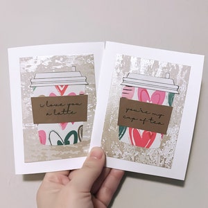 Te amo una tarjeta de café con leche: eres mi taza de té, tarjeta del Día de San Valentín, mocha me tarjeta feliz para el aniversario, café con especias de calabaza, San Valentín