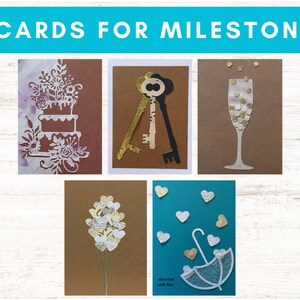 Cartes pour la saison des mariages - lot de 5 cartes, cartes recyclées pour les étapes importantes, carte recyclée pour pendaison de crémaillère, mariage, fiançailles, douche, bébé