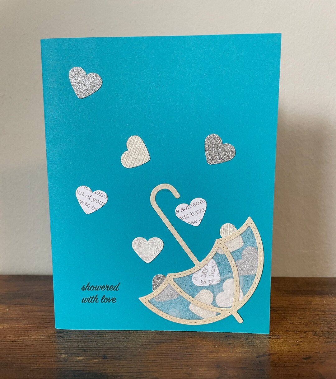 Showered With Love Card bridal Shower Card, Wedding Shower Card for