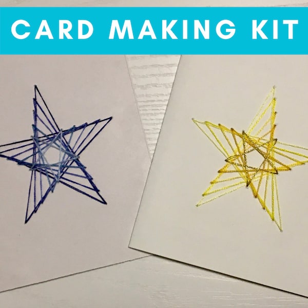Geometric Star Card Kit - card-making kit, embroidered card kit, fun activity, family activity, hand stitched card kit, embroidered pattern