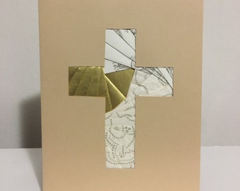 Geometric Cross Card - Handmade Christian Card, Baptism Card, Profession of Faith, First Communion, New Life, Born Again, Godparent