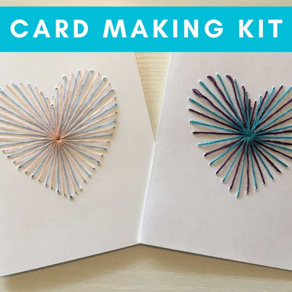 Bursting Heart Card Kit - card-making kit, embroidered card kit, fun activity, family activity, hand stitched card kit, embroidered pattern