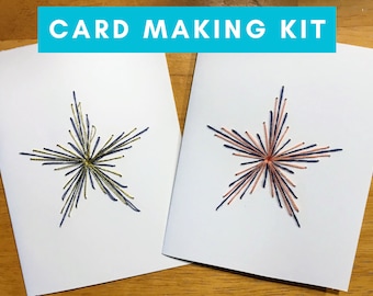 Bursting Star Card Kit Card-making Kit, Embroidered Card Kit, Fun Activity,  Family Activity, Hand Stitched Card Kit, Embroidered Pattern 