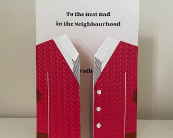 Cardigan Card - Sweater Vest card for Father, Father's Day Card for Dad Sweater Card, Old-School Card for Grandpa, Mister Rogers Style Card