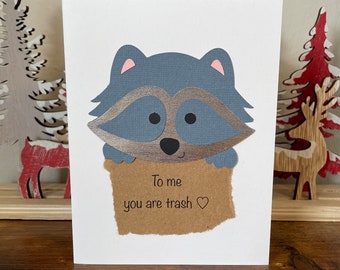 Raccoon Love Card - Trash Panda Card, Raccoon Valentine, Recycled Card, Romantic Raccoon Card, Romantic Toronto Card, Funny Romantic Card