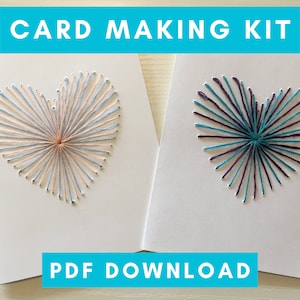 Bursting Heart Card-Making Kit PDF - activité amusante, cartes brodées à la main, kit de broderie de cartes, kit de fabrication de cartes diy, kit d’artisanat de cartes