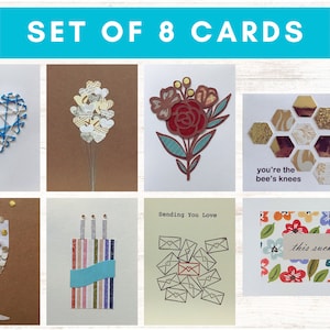Cards for All Occasions - Box Set of 8 Cards for Any Occasion, Recycled Cards, Anniversary, Wedding, Baby, Sympathy, Birthday, Thank You