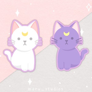 Guardian Cats Luna & Artemis Stickers | Sailor Moon Vinyl Stickers | Cute Stickers | Die Cut Waterproof Sticker for Bottle and More!
