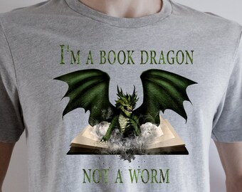 I'm A Book Dragon Not A Worm Book Lovers Reading Funny Gift T-Shirt, Reading Shirt, Book Shirt, I Love Reading Shirt, Heart Book Shirt
