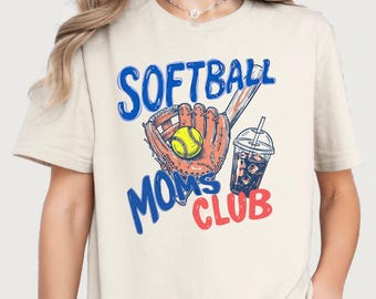 Softball Moms Club Shirt, Trendy Gameday Doodle Softball T-shirt, Retro Softball Mom Sweatshirt, Sports Mama Gift, Game Day Tee