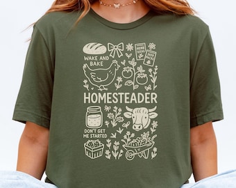 Funny Homesteader Shirt, Homestead Mama Sweatshirt, Farmer's Market T-shirt, Sourdough Gardening Chicken Lover Gift, Retro Farm Life Apparel