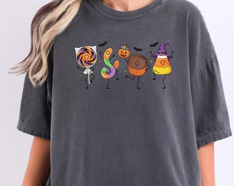 Comfort Colors Halloween Shirt, Funny Candy Corn Witch Tee, Trick or Treat Shirt, Cute Halloween Party Shirt, Retro Fall Tee