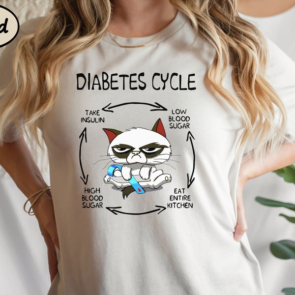 Diabetes Cycle Shirt, Funny Cat Diabetes Cycle Shirt, Funny Insulin Shirt, Funny Diabetic Gift Tee, Funny Diabetes Shirt, Diabetes Cat Shirt