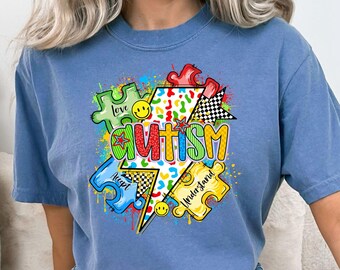 Autism Awareness Comfort Colors Shirt, Autism Love Accept Understand Tee, Autism Mom Gift, Puzzle Piece T-shirt, Autism Teacher Shirts